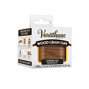 Varathane Wood Grain Tape, Dark Walnut | Peel & Stick Repair Solution, Furniture & Trim Restoration, Covers Scratches & Surface Damage, Realistic Wood Look, 15 Ft(American Walnut)