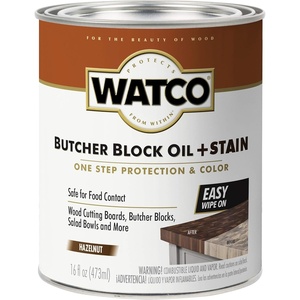 Watco Butcher Block Hazelnut Oil & Finish | Food Safe Wood Finish, Cutting Boards, Wood Conditioner, Easy Wipe-On Formula, Pint(Hazelnut)