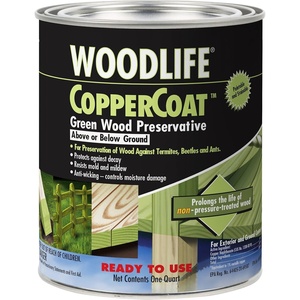 Zinsser 01904A Wolman, WoodLife Coppercoat, Green, 1 Qt | Pressure-treated lumber protection, Penetrates deeply into wood fibers, Helps resist rot decay and termites, Quart