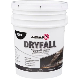 Zinsser Dryfall Commercial & Industrial Waterborne Coating, White, Flat | 5 Gallon, water-based paint. Flat finish. Overspray dries to dust before landing; ideal for ceilings, warehouses & decks.(Black)